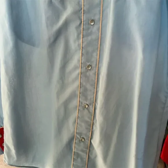 Tony Alamo Men's M Light Blue Western Shirt Pearl Snap Vintage Style - Picture 4 of 7